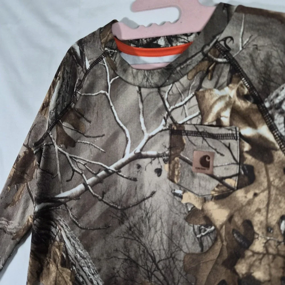 Carhartt Realtree Xtra Camo Long Sleeve Shirt Kids 4T Hunting Pocket Tee